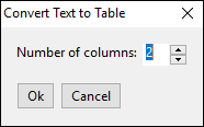 convert text to table window