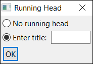 Running Head window; Enter Title radio button selected