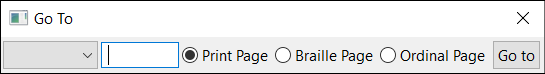 Go To window with Print Page radio button selected
